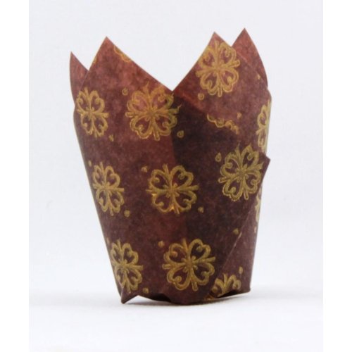 Tulip Muffin Wrap Brown with Gold Print - Mini Muffin