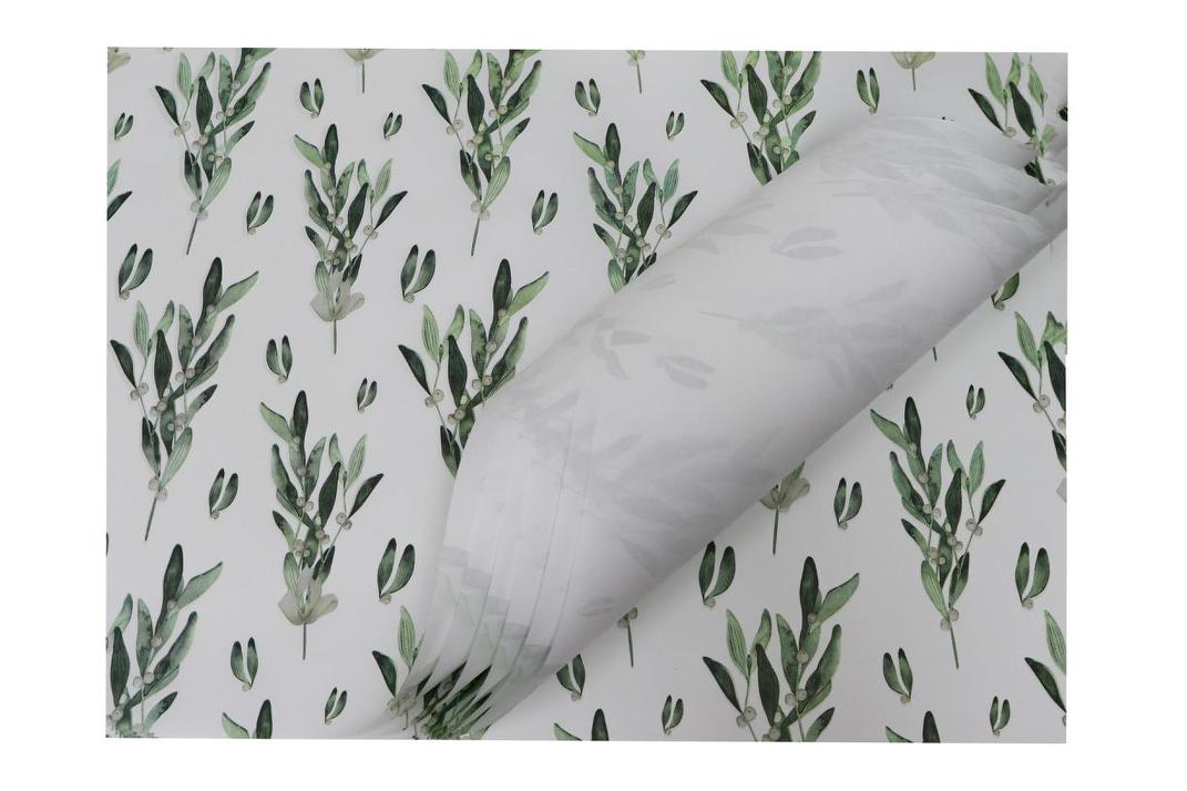 Kraft Paper wrap 80gsm White 50x70cm - Mistletoe Printed