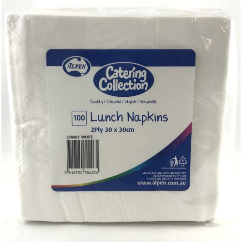 White Lunch Napkin 2ply BULK - Carton: 2,000