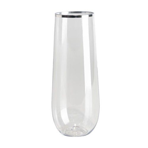 Silver Trim Stemless Champagne Glass - 250ml