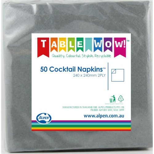 Silver Cocktail Napkin 2ply - Carton: 300