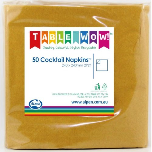 Gold Cocktail Napkin 2ply - Carton: 300