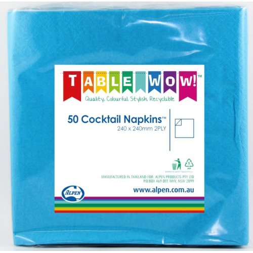 Azure Blue Cocktail Napkin 2ply - Carton: 300