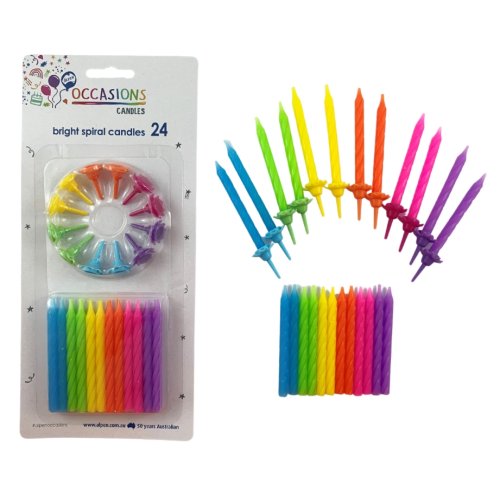 Birthday Candles With Flower Holders - Rainbow Brights
