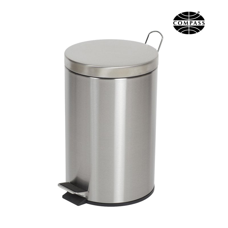 Stainless Steel Pedal Bin Round - 12L Carton (x 2 Bins)