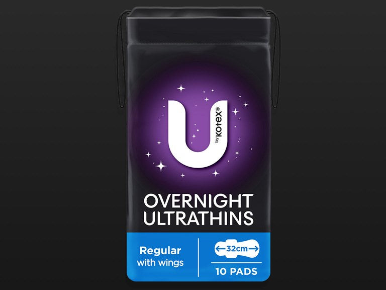 U by Kotex® Overnight Ultrathin pads - Carton: 4 x 10 Pack