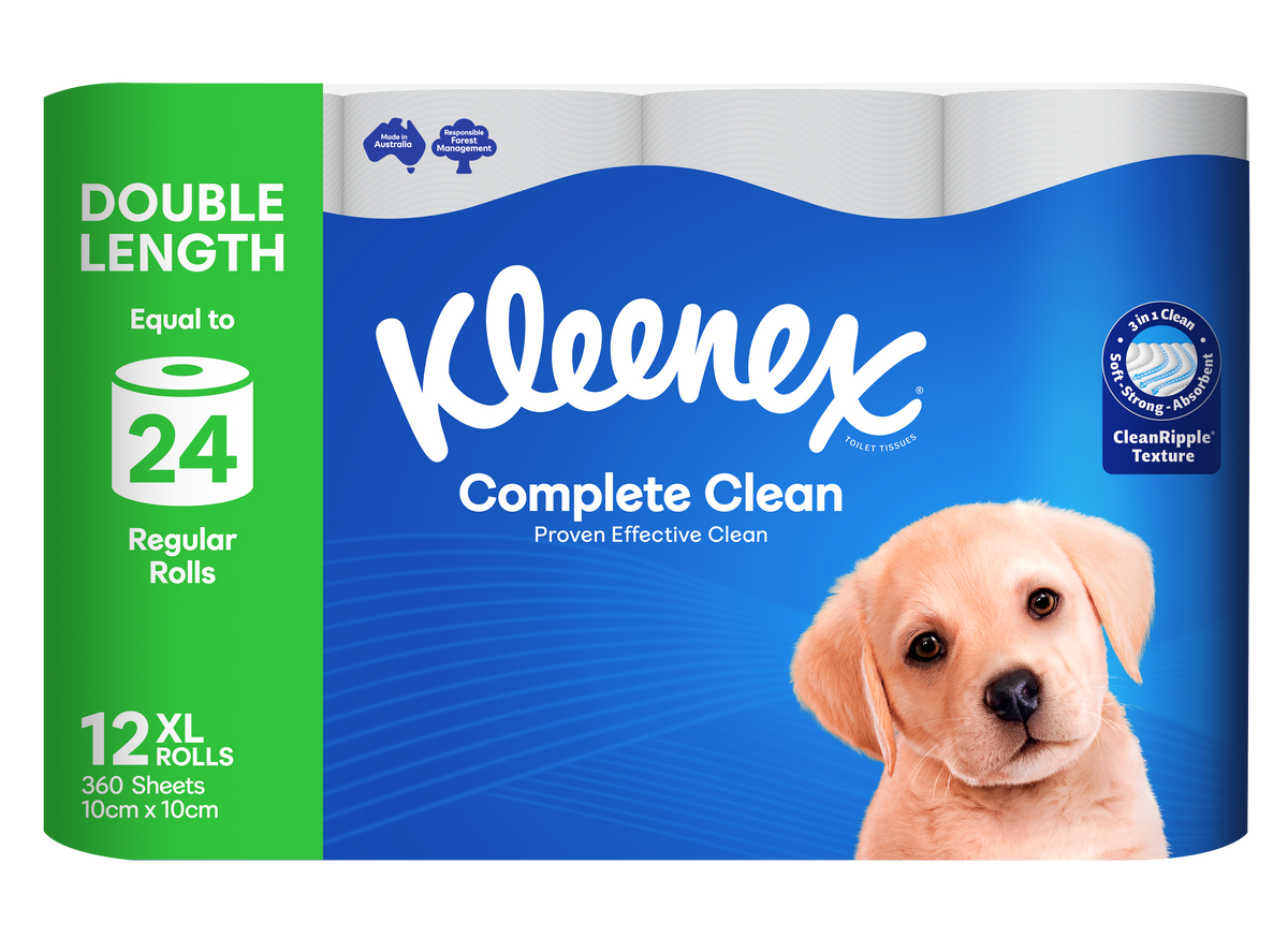 Kleenex® Complete Clean Double Length 360 sheets Carton: 5 x 12 Pack