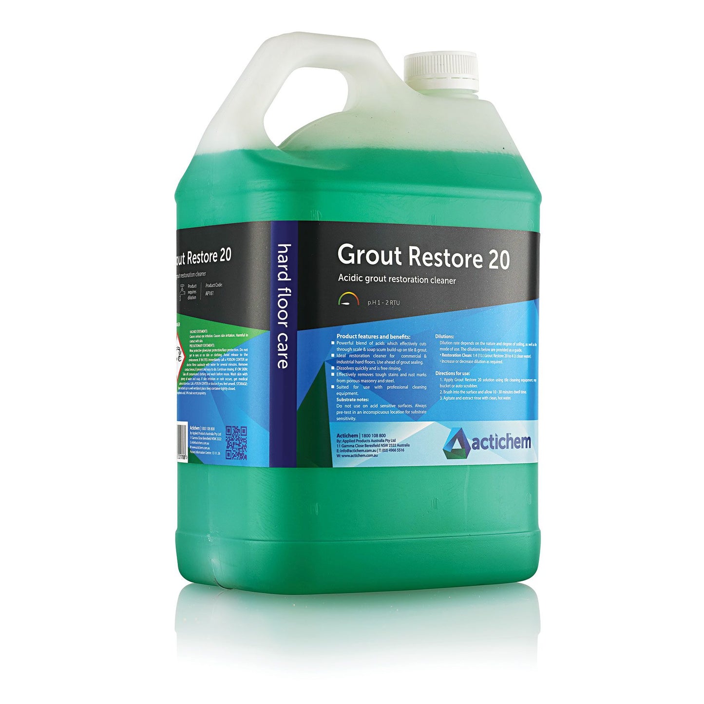 Grout Restore 20 - Phosphoric acid cleaner for removing cement and grout residues, mineral scale build-ups and efflorescence: 5L