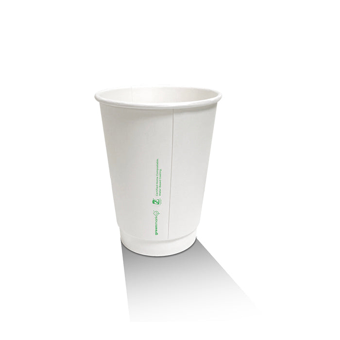 White Aqueous Coated Double Wall Hot Cup - 12oz