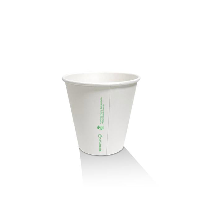 White Aqueous Coated Single Wall Hot Cup - 8oz ( one Lid Fits all Sizes)