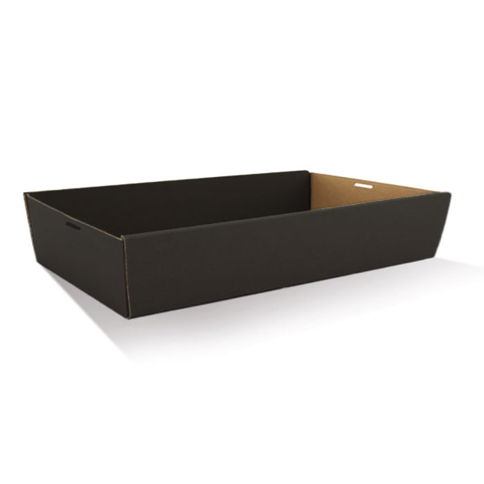 Black Corrugated Rectangle Catering Tray - Large 80mm Height