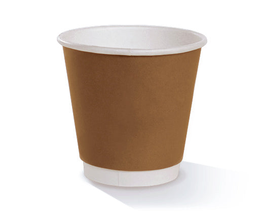 Brown Print PLA Coated Double Wall Hot Cup - 8oz ( 90mm)
