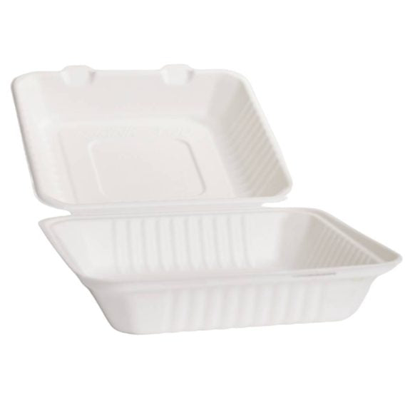 Bioway Sugarcane Large Dinner Box - White