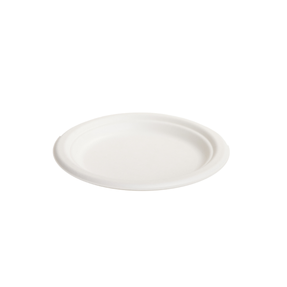 Bioway White Sugarcane 7" Round Plate