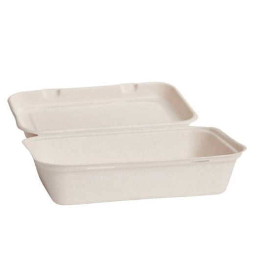 Bioway Sugarcane 2 Compartment Large Snack Box - White