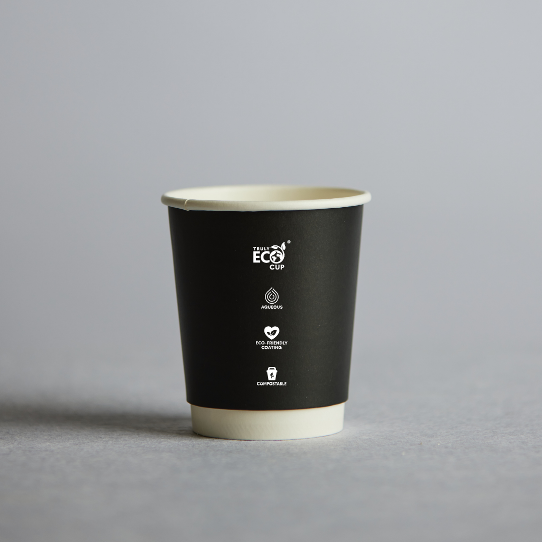Black Truly Eco Double Wall Hot Cup - 8oz Universal 90mm
