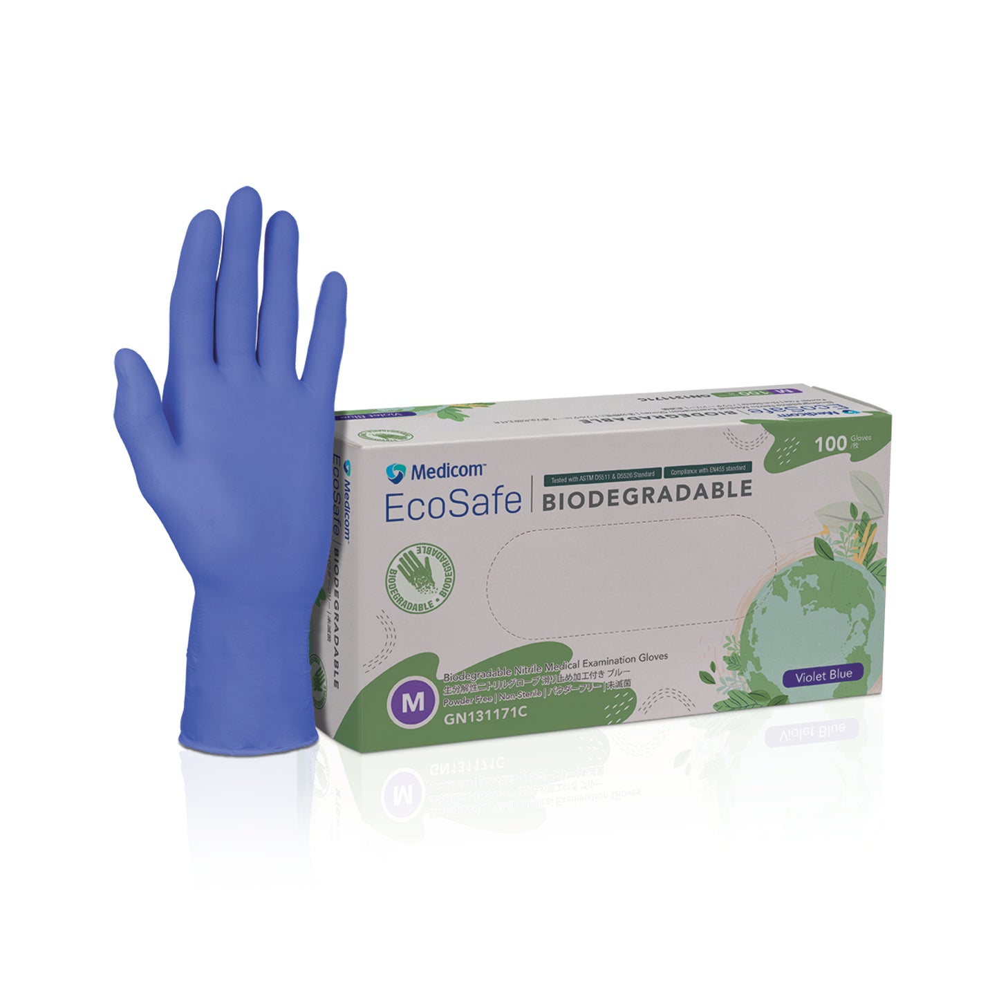EcoSafe Biodegradable - Nitrile Medical Examination Gloves - Large Carton: 1,000