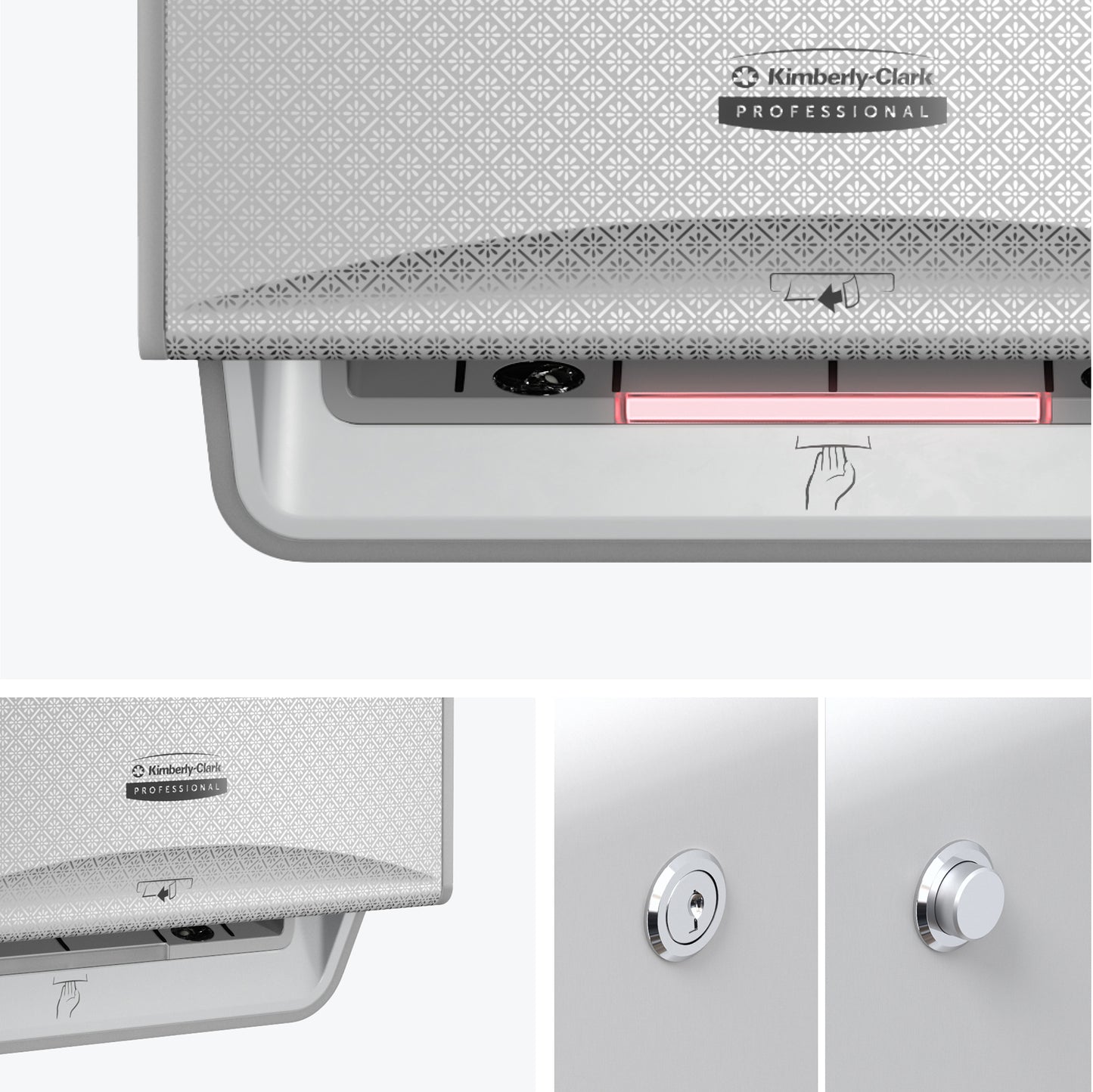 Kimberly-Clark Professional® ICON™ Automatic Roll Towel Dispenser with Silver Mosaic Design Faceplate