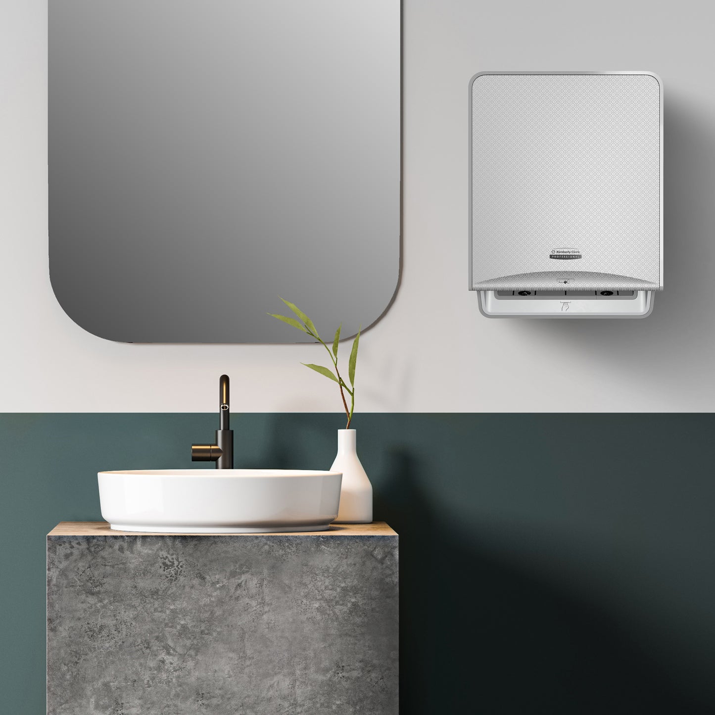 Kimberly-Clark Professional® ICON™ Automatic Roll Towel Dispenser with Silver Mosaic Design Faceplate
