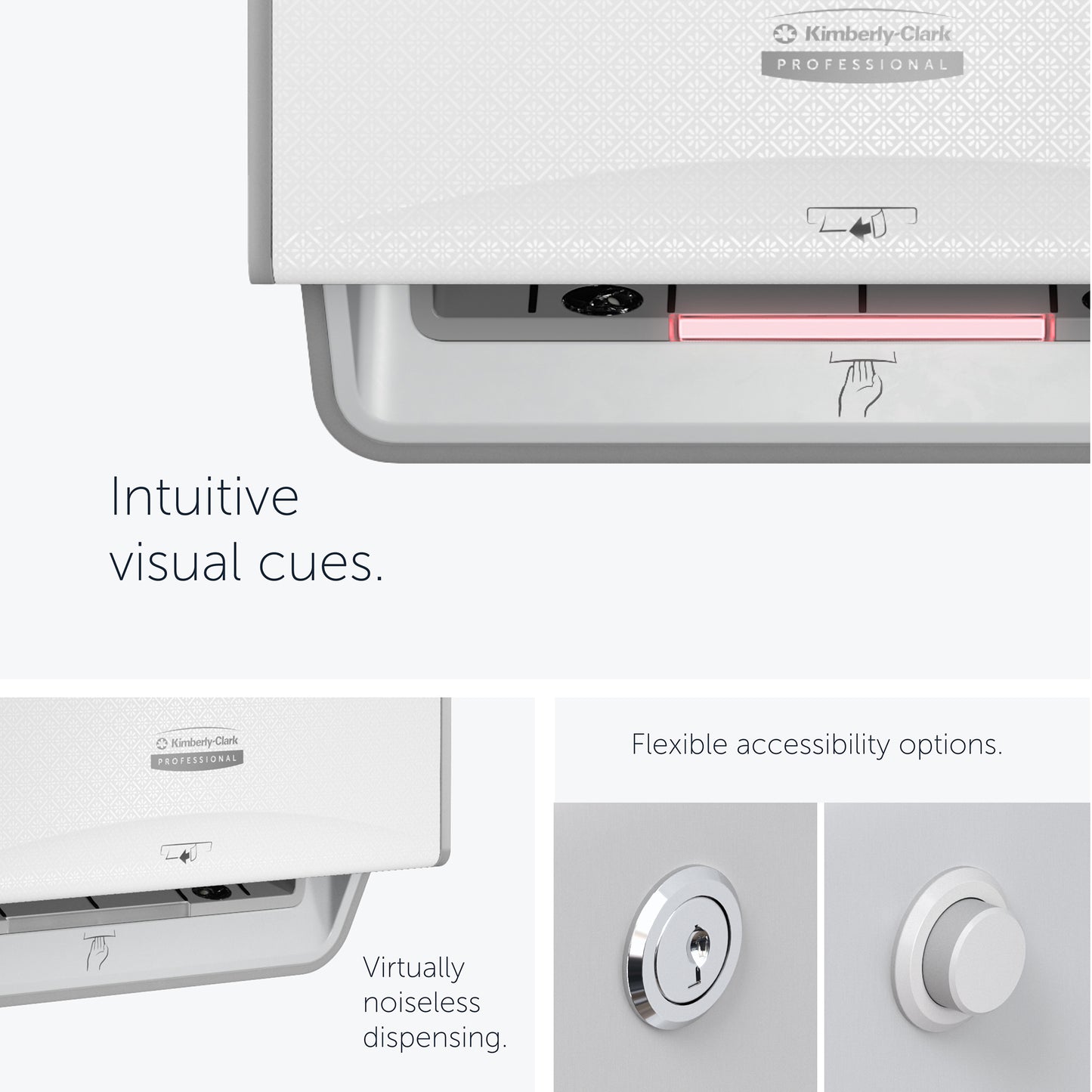 Kimberly-Clark Professional™ ICON™ Automatic Roll Towel Dispenser White Chassis with White Mosaic Design Faceplate