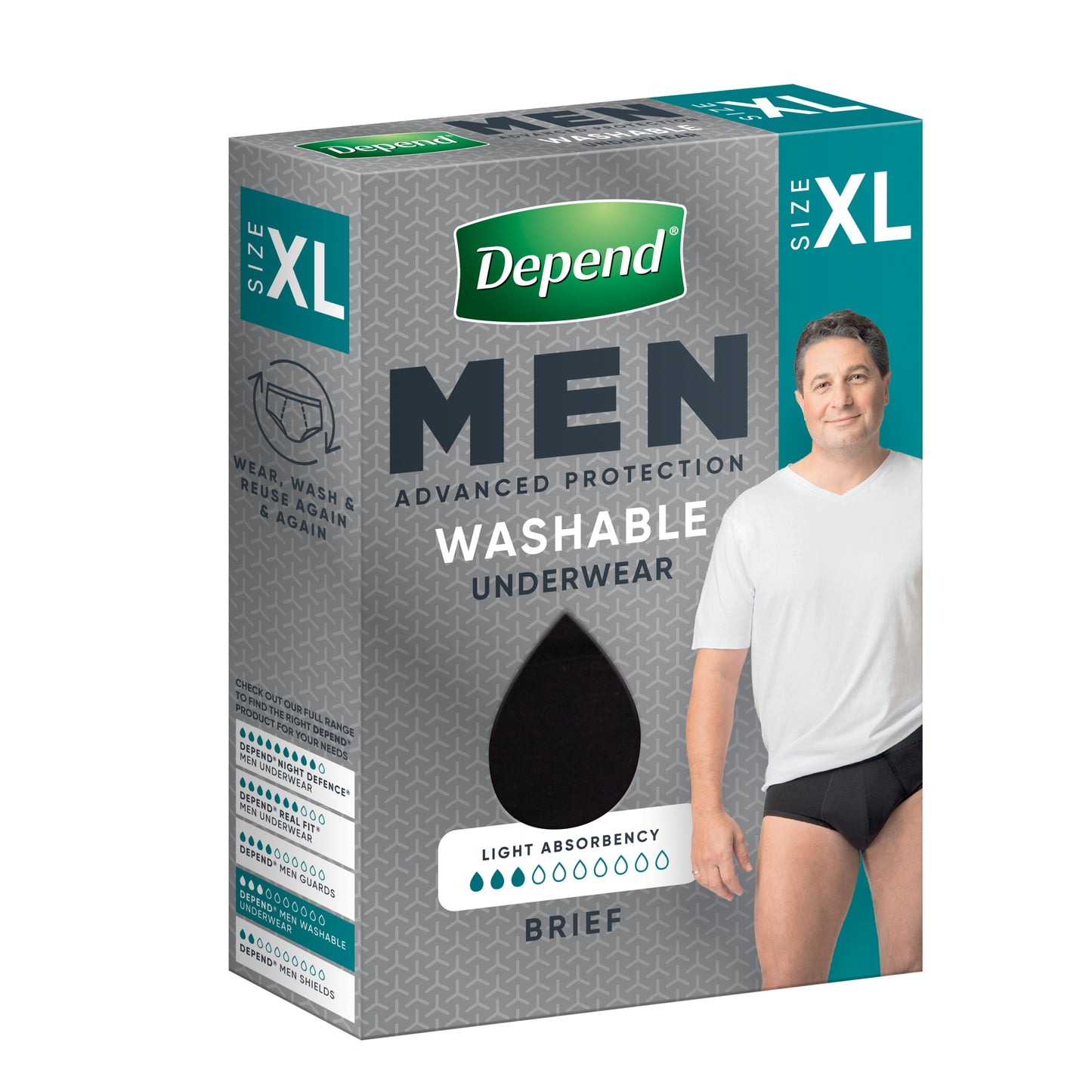 DEPEND® REUSABLE BRIEF BLACK MEN X LARGE