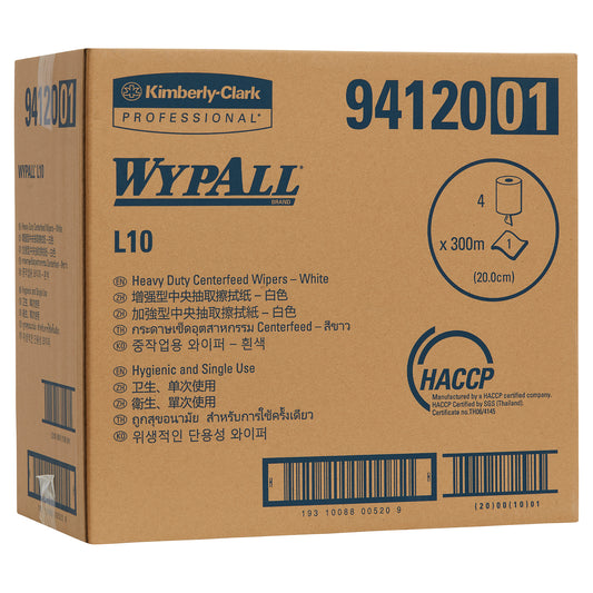 WYPALL® L10 Heavy Duty Centrefeed Wiper Roll, Single Use Wipers