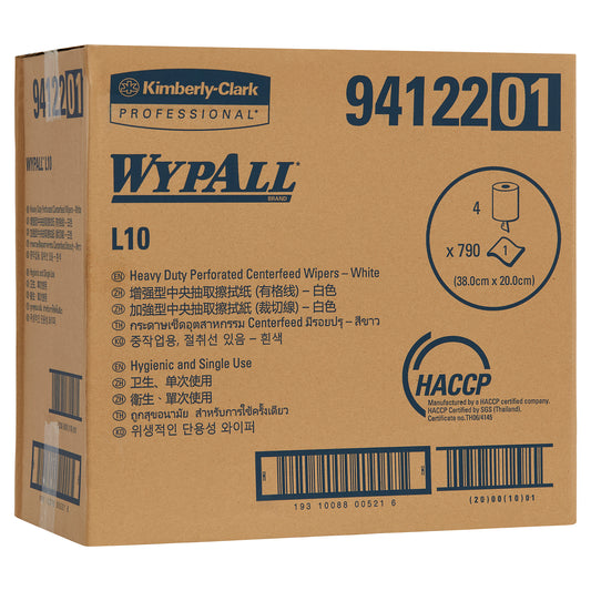 WYPALL® L10 Heavy Duty Centrefeed Wiper Roll, Single Use Wipers