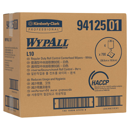 WYPALL® L10 Roll Control Centrefeed Wiper Roll, White Single Use Disposable Wiper