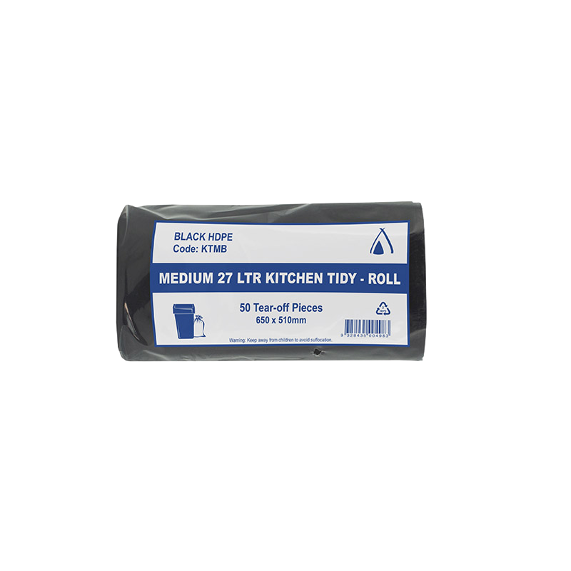 Black 27L Medium Kitchen Tidy Binliner 650x510mm Carton: 1,000