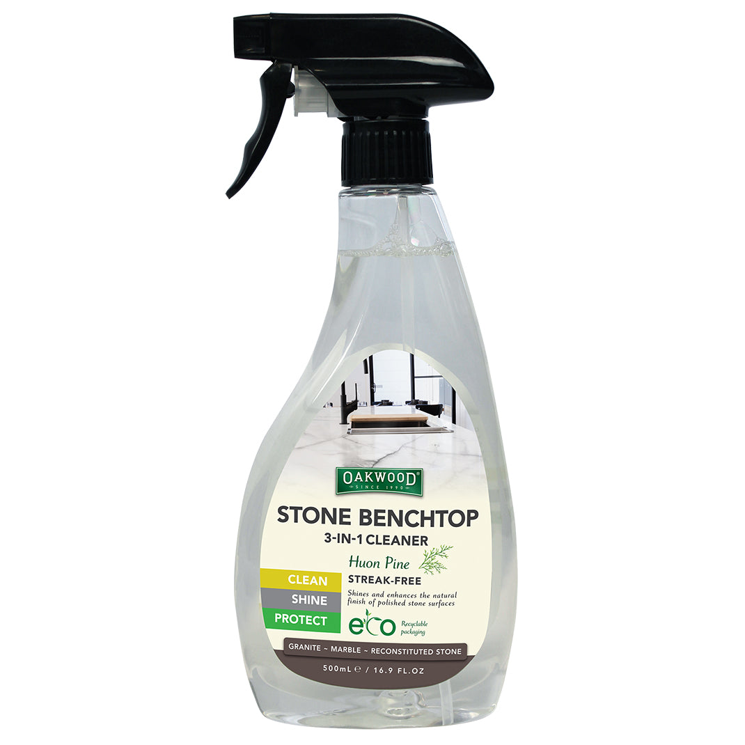 Stone Benchtop 3-IN-1 Cleaner (500mL) Shines & Enhances the Natural Finish of Polished Stone Surfaces Carton: 4 x 500ml