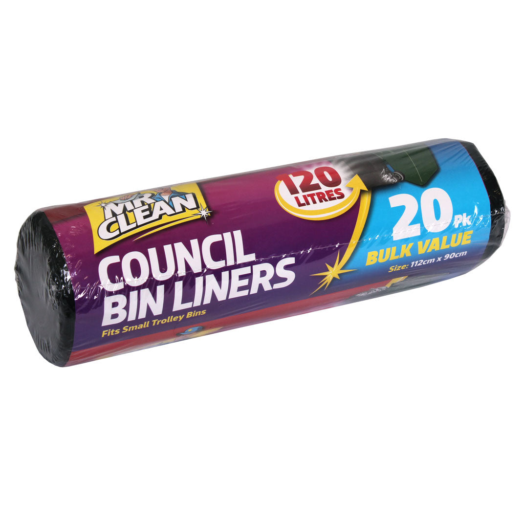 Council Bin Liners 120L 20PK Carton: 9 x 20 Pack