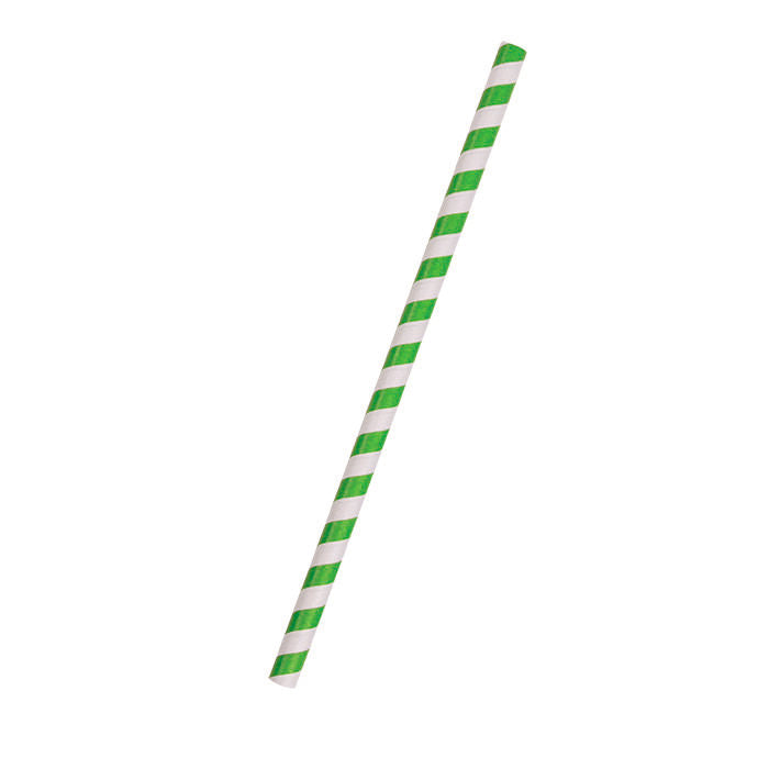 Paper Straw Jumbo - Green Stripe