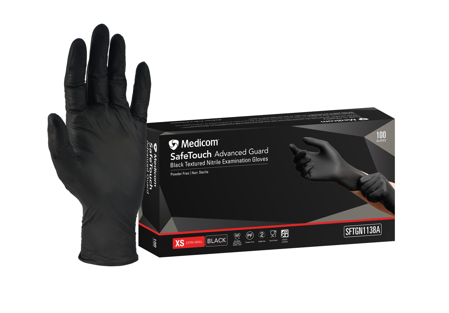 Safetouch Advanced Guard Black Nitrile Gloves - XSmall