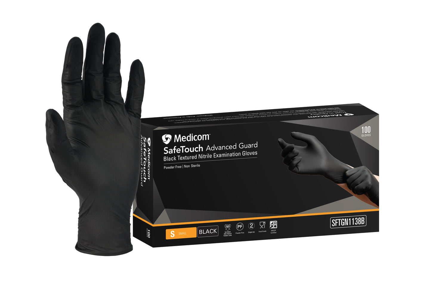 Safetouch Advanced Guard Black Nitrile Gloves- Small