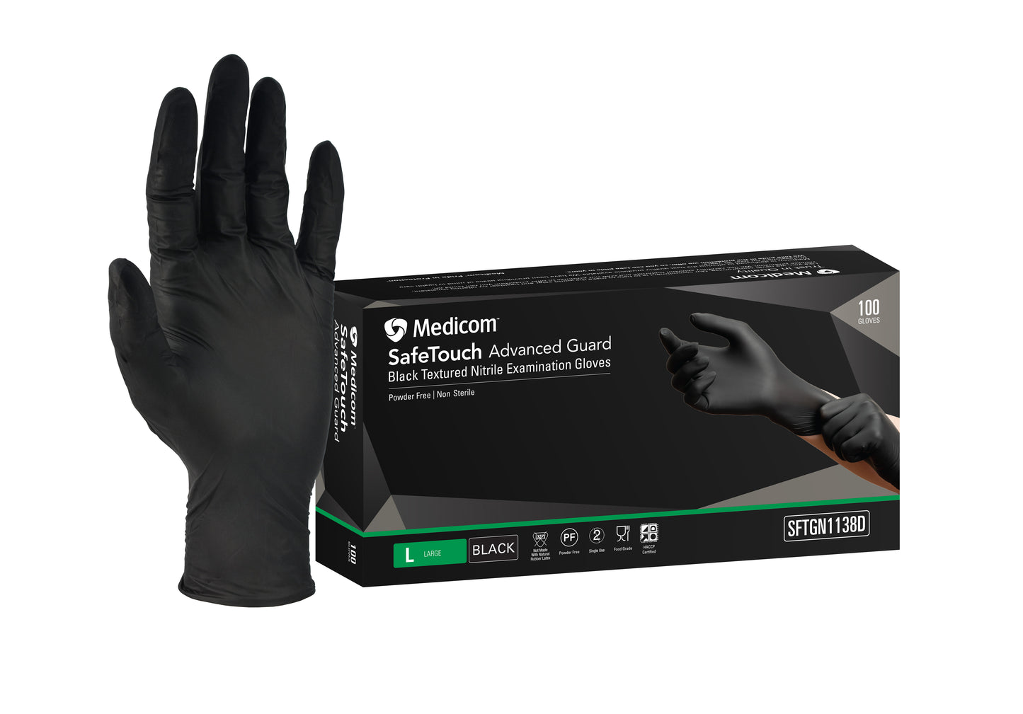 SafeTouch Advanced Guard Black Nitrile Gloves - Large