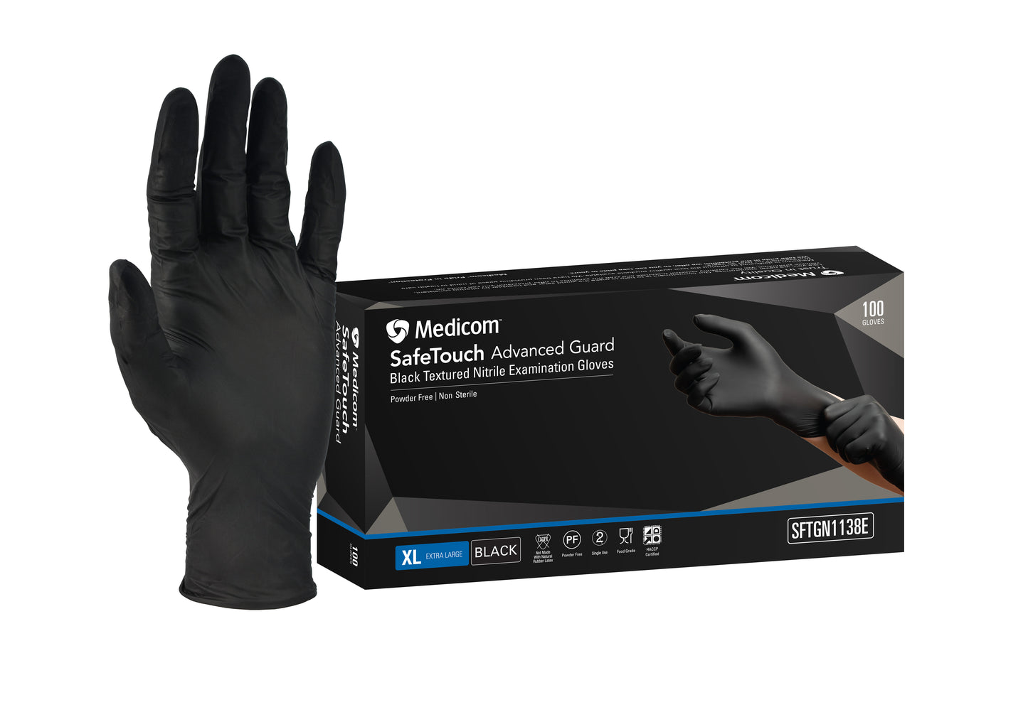 Safetouch Advanced Guard Black Nitrile Gloves - XLarge