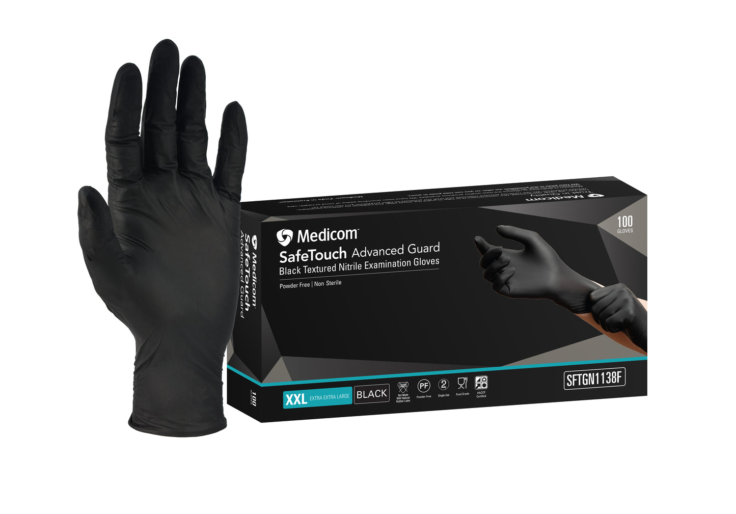 SafeTouch Advanced Guard Black Nitrile Gloves - XXLarge