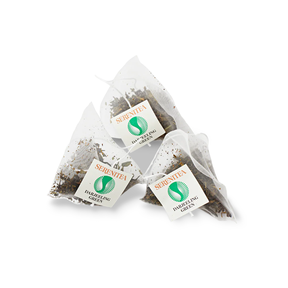 Serenitea Organic Darjeeling Green Tea Biodegradable/Compostable Pyramid Tea Bags Carton: 6x50