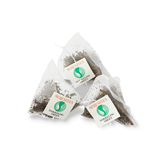 Serenitea Organic Darjeeling Green Tea Biodegradable/Compostable Pyramid Tea Bags Carton: 6x50