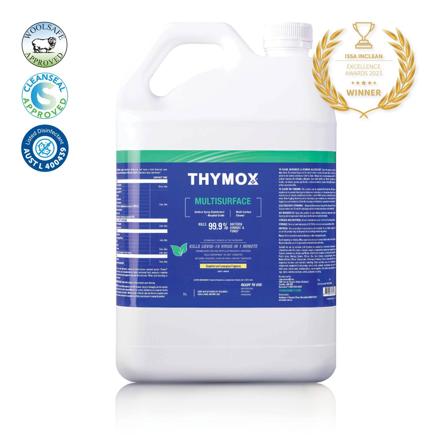 Thymox Hospital Multisurface Disinfectant - TGA Approved 5L