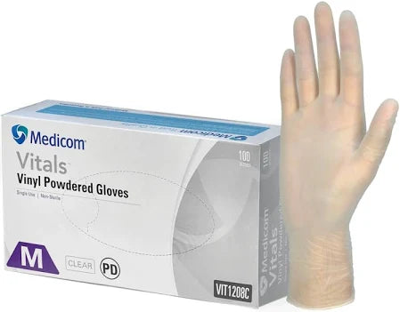 Vitals Vinyl Powder Free Clear Gloves - Medium