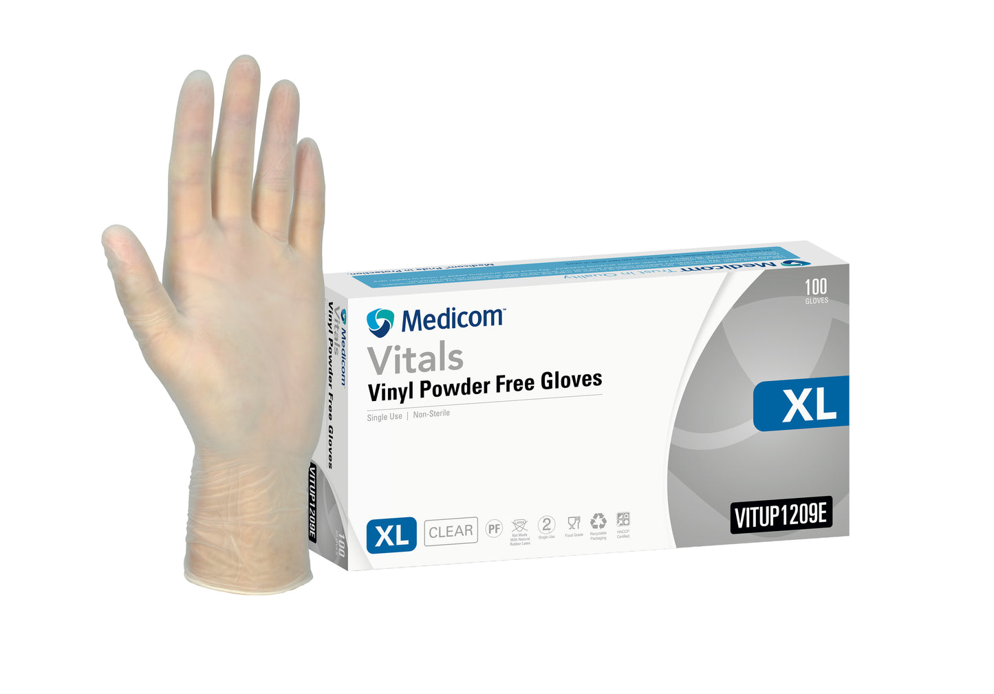 Vitals Vinyl Powder Free Clear Gloves - XLarge