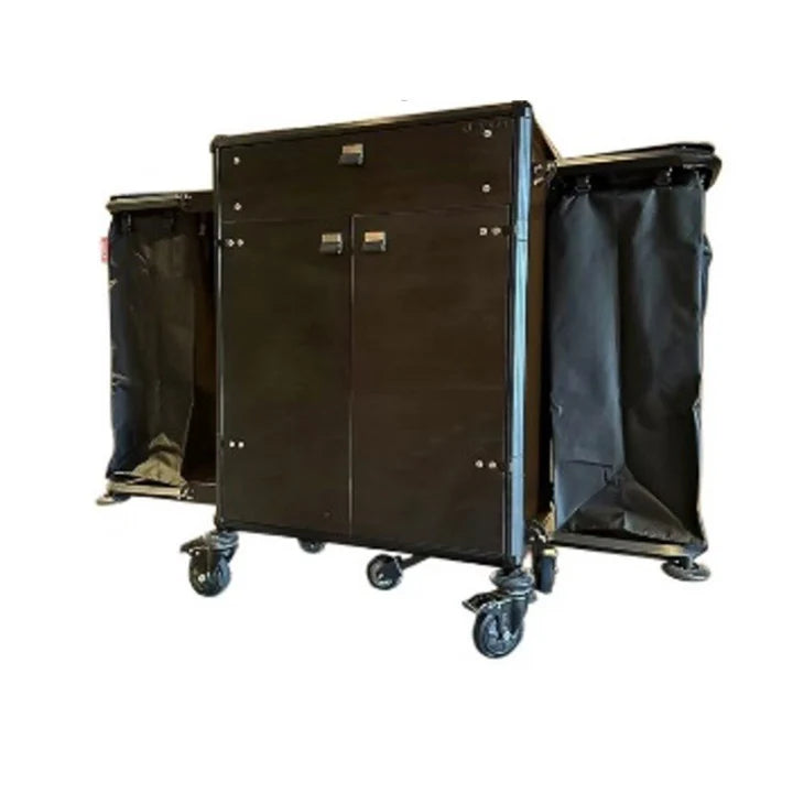 Wagen Luxe Maids Cart With 2 Bags - Black