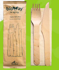 Wooden Cutlery Pack - Fork, Knife & Napkin