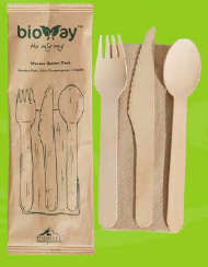 Wooden Cutlery Pack - Fork, Knife, Dessert Spoon & Napkin