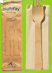 Wooden Cutlery Pack - Fork & Napkin
