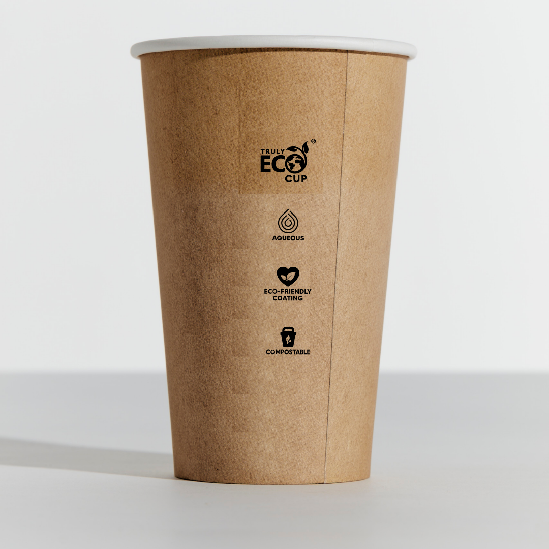 Printed Kraft Truly Eco Single Wall Hot Cup - 12oz