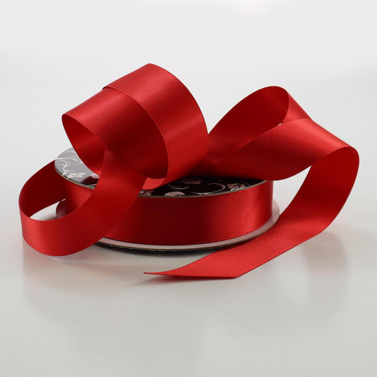 Satin Double Sided Ribbon 25mm x 30m - Red