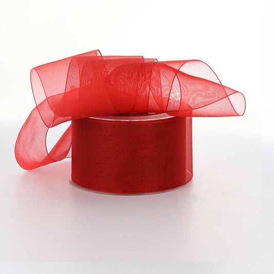 Organza Premium Edged Ribbon 50mm x 50 Yards - Red