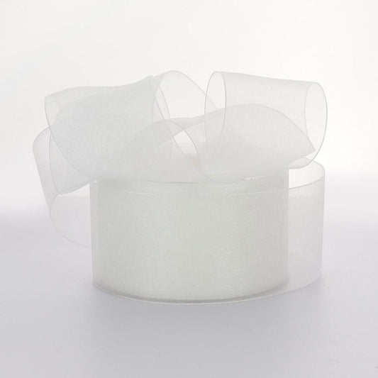 Organza Premium Edged Ribbon 50mm x 50 Yards - White